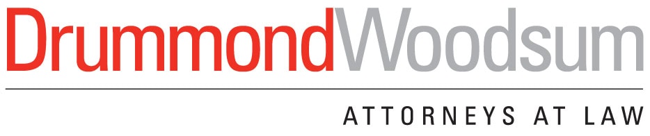 Logo with the words Drummond Woodsum—Drummond in red and Woodsum in gray—above a thin black line. Below the line, it says Attorneys at Law in black capital letters.